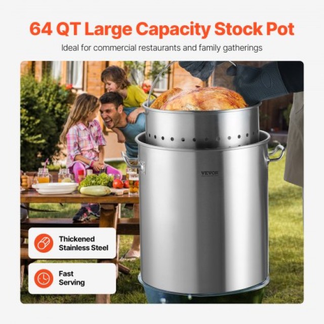 VEVOR  64QT Ανοξείδωτη Κατσαρόλα με Καλάθι και Καπάκι  SYJHTG64QTLJ...