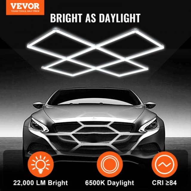 VEVOR Τετράγωνο LED Φως Γκαράζ 22000LM 5 Πλέγματα Φωτεινό Φως Καταστήματος Αυτοκινήτων  PJXCKDBS5G14AJZE4V2