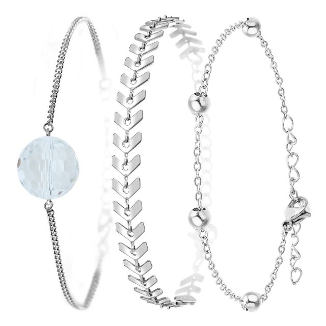So Charm Σετ 3 Βραχιόλια διακοσμημένα με Κρύσταλλα Swarovski, Ασημί... So Charm Σετ 3 Βραχιόλια διακοσμημένα με Κρύσταλλα Swarovski, Ασημί...