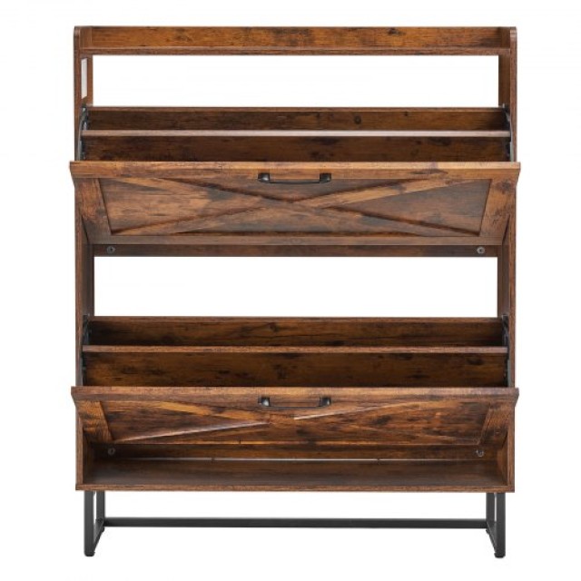 VEVOR Ντουλάπι Παπουτσιών με 2 Συρταρωτά Διαμερίσματα, Καφέ BCGBMJQ...