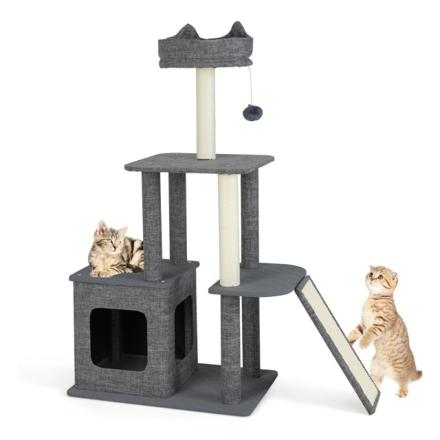 Costway Μικρός Γατόδεντρο με Σπηλιά και Κολώνες και Ράμπα και Μπάλα... Costway Μικρός Γατόδεντρο με Σπηλιά και Κολώνες και Ράμπα και Μπάλα...