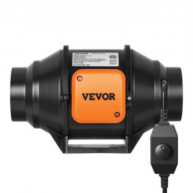 VEVOR 102mm Ενσωματωμένος Ανεμιστήρας Αγωγού με Ρυθμιζόμενη Ταχύτητα  XLGDFJYCHSAC41HSYV2