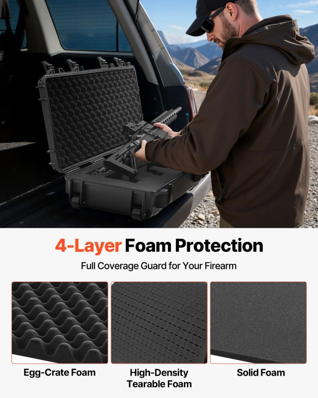 VEVOR Αδιάβροχη και Ανθεκτική Θήκη Όπλου με Προκομμένα Αφρώδη, 1016...