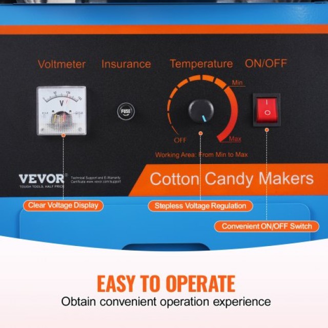 Μηχανή Μαλλιού της Γριάς VEVOR με Καρότσι, 1000W, Μπλε  HCMHTJLSWGZMUYN9UV2