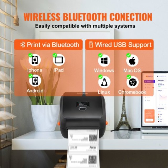 Εκτυπωτής Ετικετών VEVOR 4x6 300DPI USB/Bluetooth για Amazon eBay Etsy UPS  BQDYJYTSYCLYO04UGV2
