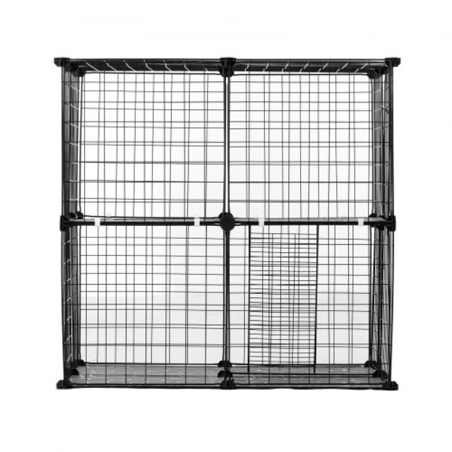 VEVOR  Μεγάλο Διώροφο Κλουβί Γάτας 28x28x28 Μεταλλικό με Σκάλα PJSMBSL28W28B9A9QV0