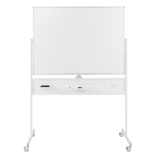 Costway Διπλής Όψης Κινητός Πίνακας 120x90 cm με Ρόδες & Βάση CB10728WH