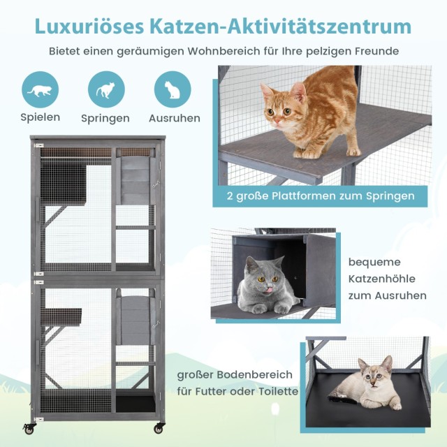 Costway Υπαίθριο Χειμερινό Σπιτάκι Γάτας με Ανθεκτική Κατασκευή PV1...