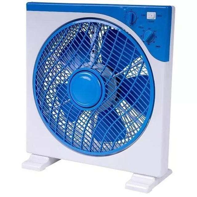 BAKAJI Ανεμιστήρας Δαπέδου Box Fan Μπλε 45 W με Χρονοδιακόπτη 3 Ταχύτητες Επιτραπέζιος 5 Πτερύγια 30cm 02842236