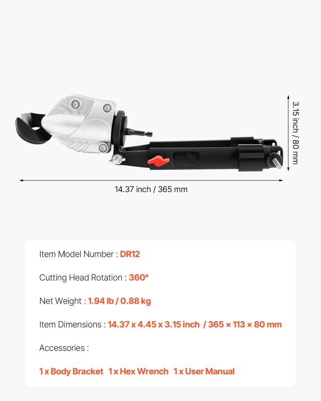 VEVOR Περιστρεφόμενη Ψαλίδα Μεταλλικών Φύλλων 360° με Διαστάσεις 36...