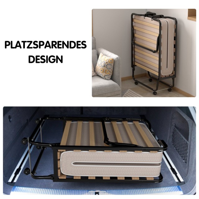 Costway  Πτυσσόμενο Κρεβάτι με Στρώμα Memory Foam - Ιδανικό για Επισκέπτες και Γραφείο HW72812