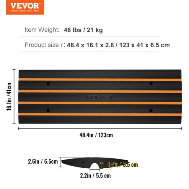 VEVOR  Σετ 3 Λαστιχένιες Ράμπες Δρόμου 2.6 15Τ Φορτίο ZXDBLYPDGB348TJ54V0