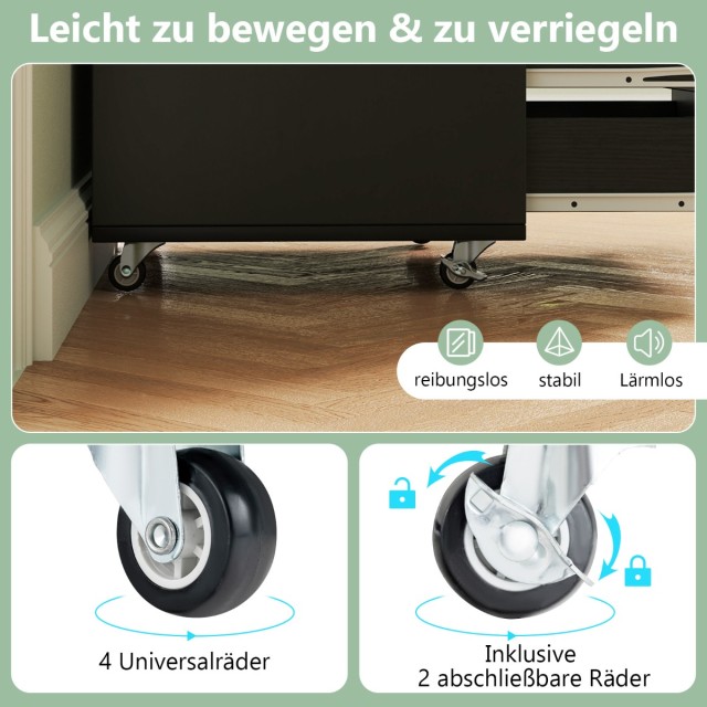 Costway  Τροχήλατη Συρταριέρα 5 επιπέδων με 49 x 41 x 66 εκ. Μαύρη ...