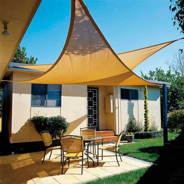 BAKAJI  Τρίγωνη τέντα σκίασης κήπου Vela Telo Parasole 3,6x3,6μ HDPE Μπεζ  02832415