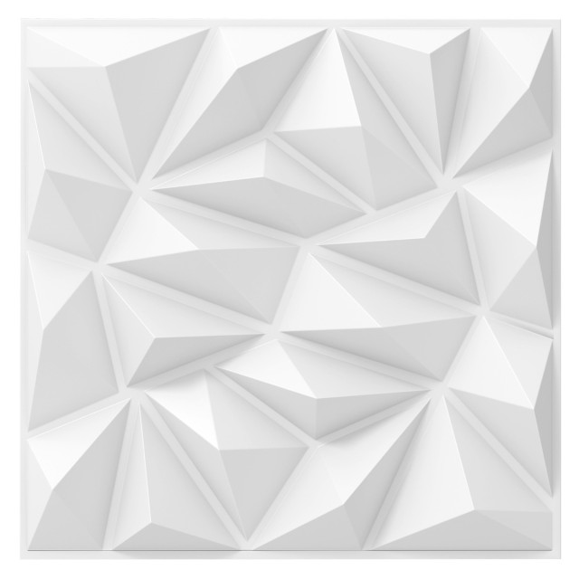 Costway  Σετ 20 τμχ Αυτοκόλλητα 3D Πάνελ Τοίχου 50 x 50 εκ. Λευκό H...
