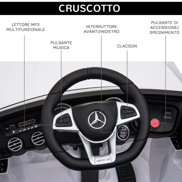 HOMCOM Mercedes Electric Ride-On Toy Car για παιδιά 3-5 ετών με ζώνη ασφαλείας και τηλεχειριστήριο, λευκό 370-074V90WT