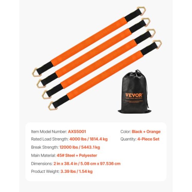 VEVOR Ιμάντες Δεσίματος Άξονα με Δακτύλιο 2x3.2 ft για Τρέιλερ/Φορτηγό ZD2INCH32FT4XCTFJV0