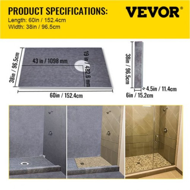 Σετ Αδιαβροχοποίησης Ντους VEVOR με Δίσκο 38x60 και Εκκεντρική Αποχέτευση ABS  LYDZT38X60ABS1JYXV0