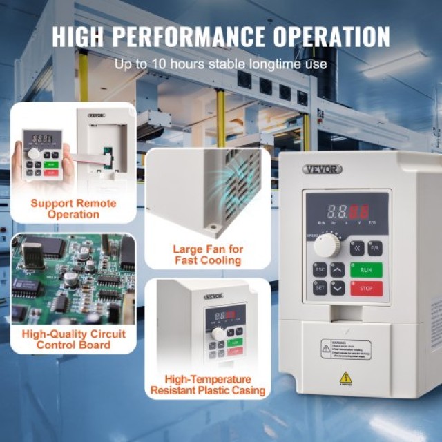 VEVOR Μετατροπέας Συχνότητας 4HP 3KW 14A 1 ή 3 Φάσεων AC 220V Είσοδος σε 3 Φάσεων AC 0~220V Έξοδος BPQDQ3KW220VKM54OV7