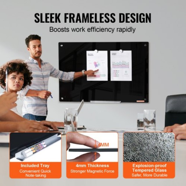 Μαγνητικός Πίνακας Γυαλιού VEVOR 36x24, Μαύρος  CXGCBLBGHBL3VB8RKV0