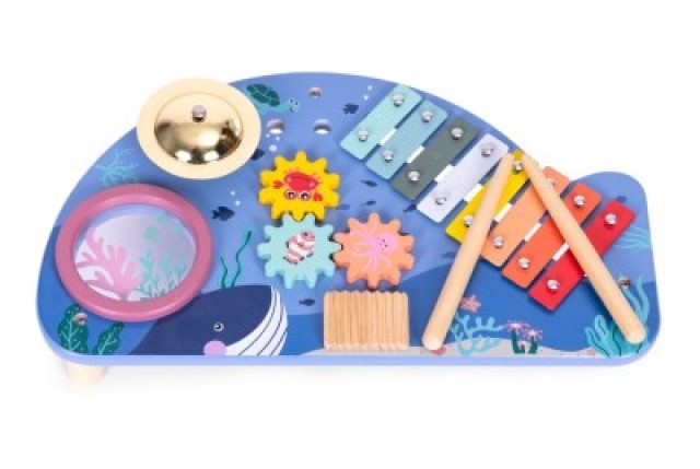 ECOTOYS Τραπέζι με μουσικά όργανα, ξυλόφωνο κύμβαλo τσέκα θαλάσσιο ...