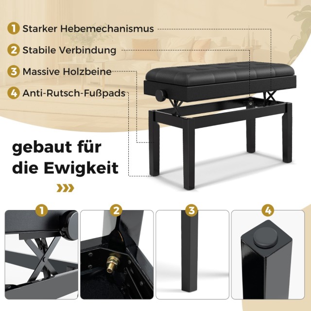 Costway Ρυθμιζόμενο Διπλό Πιάνο Σκαμπό με Αποθηκευτικό Χώρο & Αδιάβ... Costway Ρυθμιζόμενο Διπλό Πιάνο Σκαμπό με Αποθηκευτικό Χώρο & Αδιάβ...