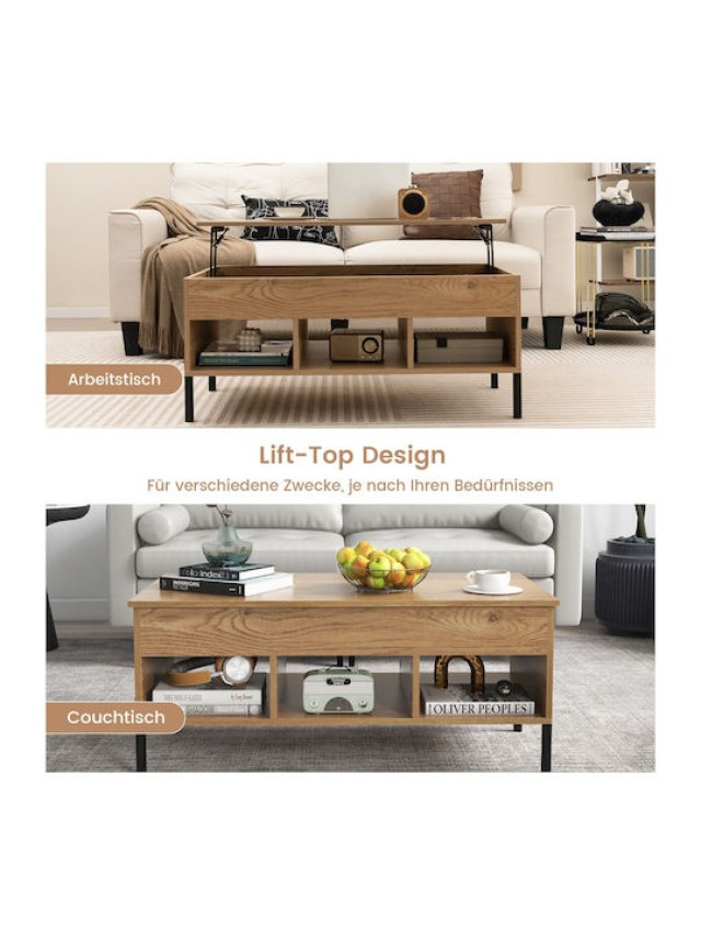 Costway Ρυθμιζόμενο Τραπέζι Σαλονιού 100 x 50 x 45 εκ. με Ανασηκώμε...