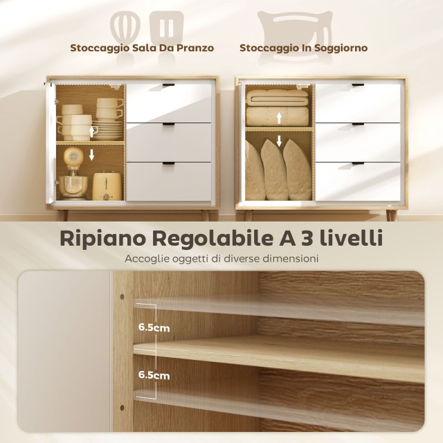 HOMCOM Μοντέρνα Κρεντέντζα με 3 Συρτάρια και Ντουλάπι, 80x35x77 cm ... HOMCOM Μοντέρνα Κρεντέντζα με 3 Συρτάρια και Ντουλάπι, 80x35x77 cm ...