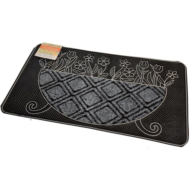 BAKAJI Πατάκι Εισόδου Λουλούδια 45x75cm από Καουτσούκ και Ίνες Καρύ...