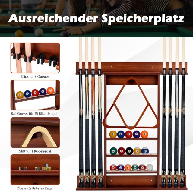Costway Βάση Τοίχου για Μπιλιάρδο - Κρατάει 8 Στέκες & 15 Μπάλες - ... Costway Βάση Τοίχου για Μπιλιάρδο - Κρατάει 8 Στέκες & 15 Μπάλες - ...