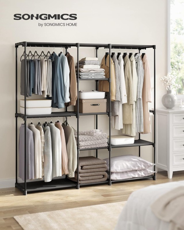 Φορητή Ανοιχτή Ντουλάπα – 43 x 182 x 182 cm – Μαύρο RYG037B02 Songmics