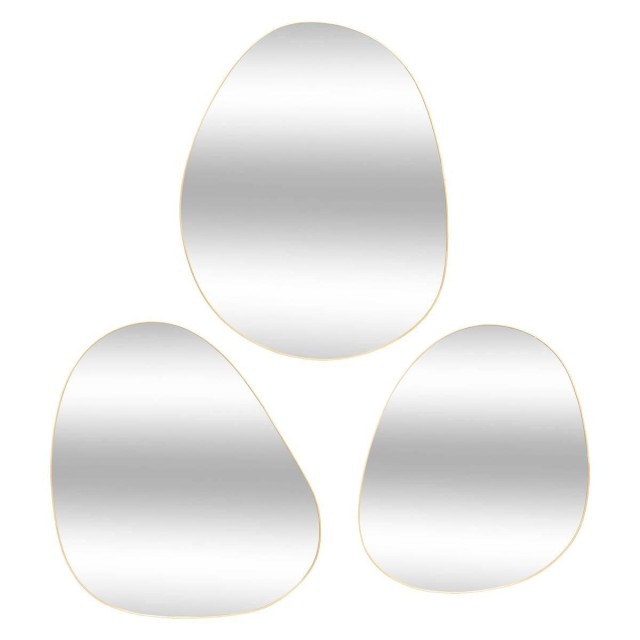 Atmosphera Σετ 3 Καθρεπτών Λήδα Χρυσό L32 44.5 47εκ 195232