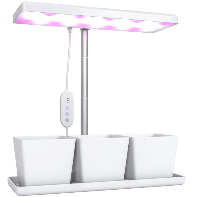Outsunny Λάμπα για Φυτά με 30 LED Φώτα και 3 Γλάστρες, Χρονοδιακόπτ...