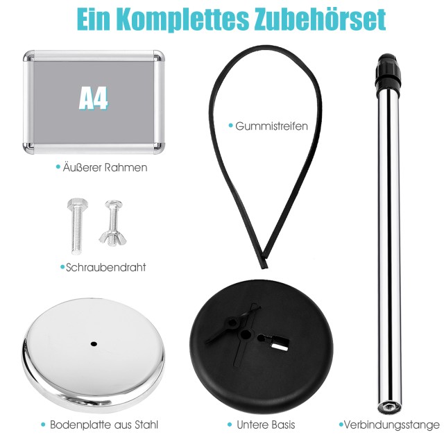 Costway Ρυθμιζόμενο Σταντ Πληροφοριών A4 με Περιστρεφόμενη Βάση, Ασ...