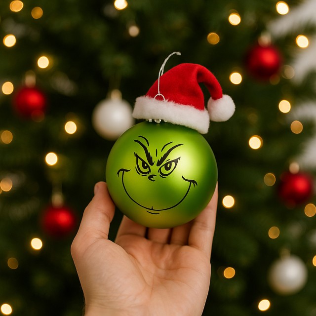 BAKAJI Σετ 8 Πράσινες Χριστουγεννιάτικες Μπάλες Χιονάνθρωπος διαμέτ...