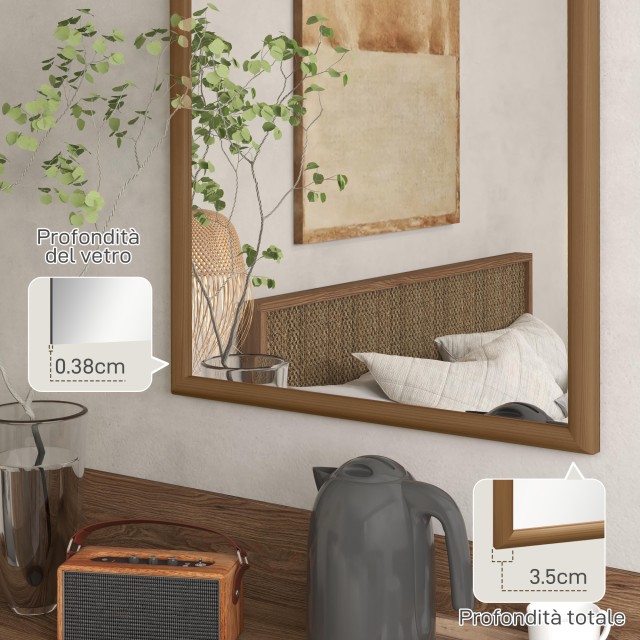 HOMCOM Καθρέφτης Τοίχου με Καμάρα 110x65cm με Ξύλινο Πλαίσιο για Δωμάτιο και Είσοδο Σκούρο Καφέ 830-861V80DR