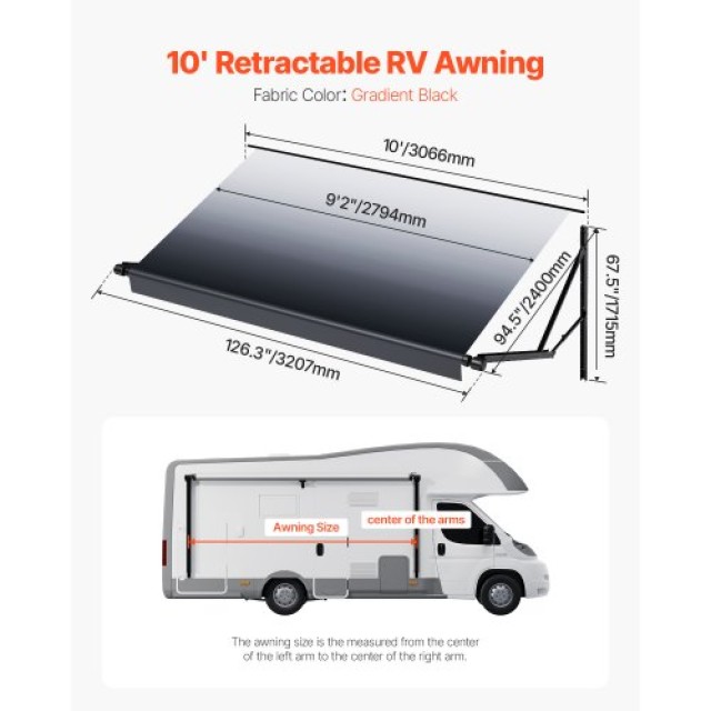 VEVOR Ηλεκτρική Τέντα 10 για DC12V RVs DDKSSSFCZYP195S2JV9