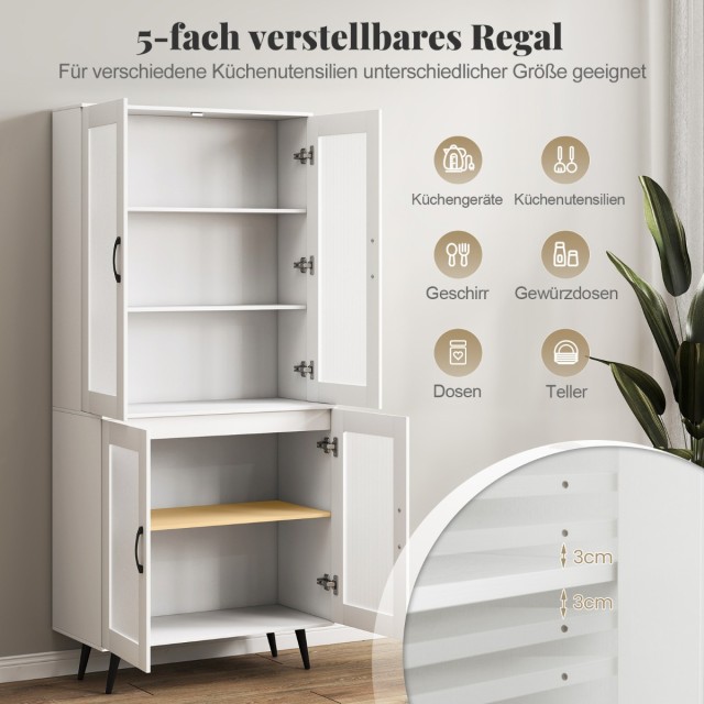 Costway  Ντουλάπα Μπουφές Κουζίνας 80 x 40 x 178,5 cm με 4 Διαφανεί... Costway  Ντουλάπα Μπουφές Κουζίνας 80 x 40 x 178,5 cm με 4 Διαφανεί...