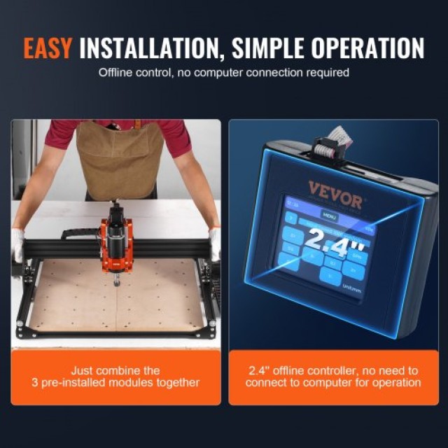 VEVOR  Μηχάνημα CNC Router 400x400x60mm, 300W, 3 Άξονες GRBL, 1200R...