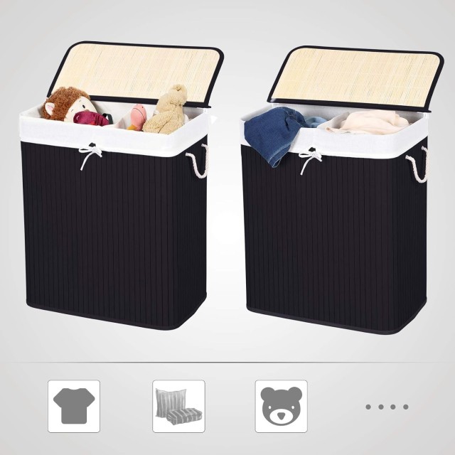 Καλάθι Απλύτων SONGMICS με Καπάκι, 100L, Μαύρο 