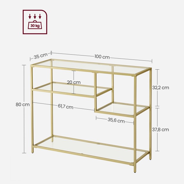 VASAGLE Κομψό Τραπέζι Κονσόλας σε Καφέ - 100x35x80cm,LGT022A61 