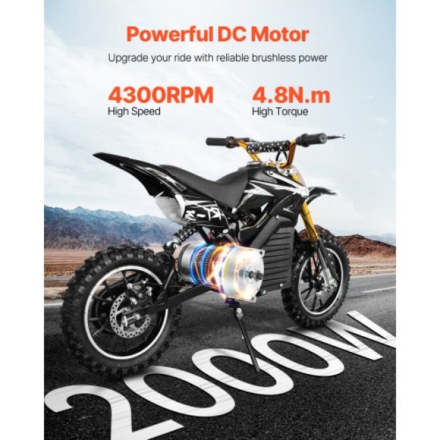 VEVOR Σετ Ηλεκτρικού Κινητήρα 2000W 48V 4300rpm & Ελεγκτής Ταχύτητας ZLWSDJTJ2000EEQF3V9