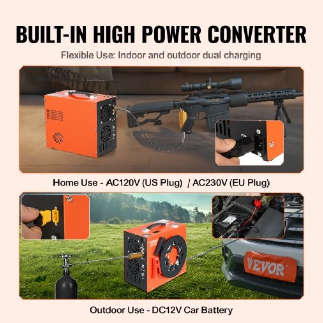 VEVOR Φορητός Συμπιεστής Αέρα PCP, 4500PSI/30Mpa  Συμπιεστής PCP Αεροβόλου QQGYCQJ350WFB61NXV2