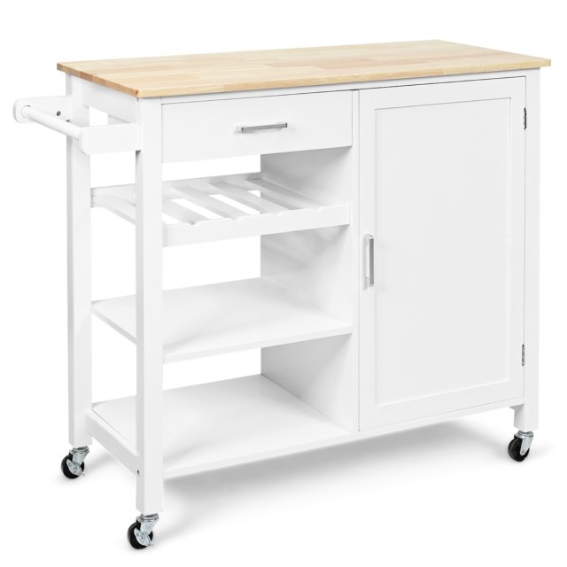Costway  Κινητό Νησίδα Κουζίνας με Συρτάρι 100 x 48 x 90 εκ Λευκό H...