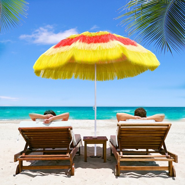 Outsunny Φορητή Χαβανέζικη Ομπρέλα, Στέγαστρο Ø160cm, Αδιάβροχη, Ύψ...