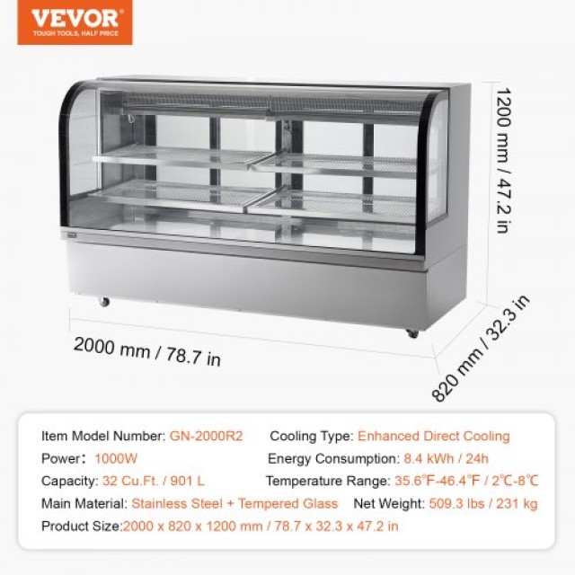 VEVOR  Ψυγείο Βιτρίνα Αρτοποιίας 32 cu ft/901L 4 Επίπεδα SSZSJLDHX32CG1V9UV2