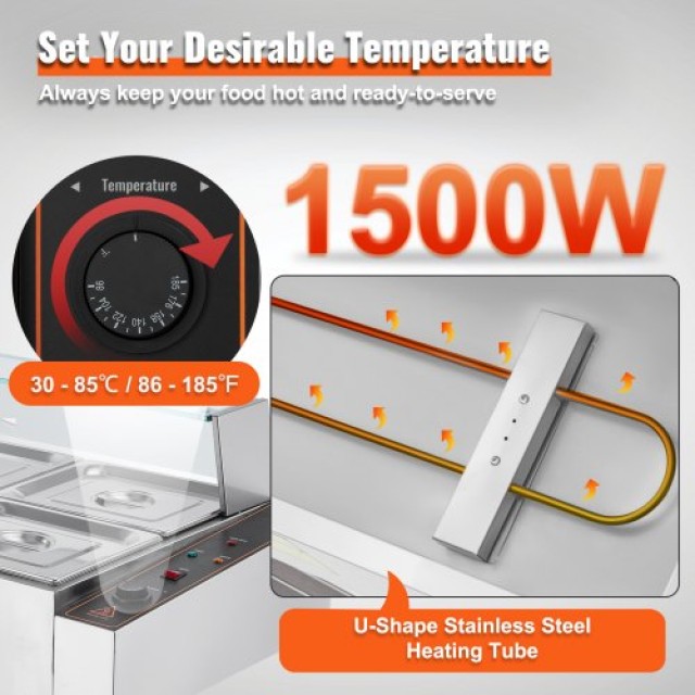 VEVOR Επαγγελματικός Ηλεκτρικός Θερμαντήρας Φαγητού 6*8Qt με Γυάλιν... VEVOR Επαγγελματικός Ηλεκτρικός Θερμαντήρας Φαγητού 6*8Qt με Γυάλιν...