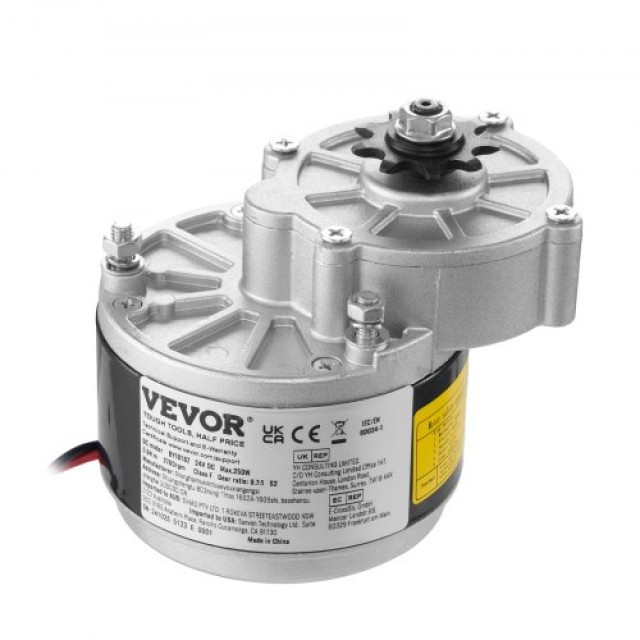 VEVOR Σετ Ισχυρού Ηλεκτρικού Κινητήρα 250W DC 24V 2700rpm με Αναβαθμισμένο Ελεγκτή Ταχύτητας ZLWSDJTJ250W1R9B9V9