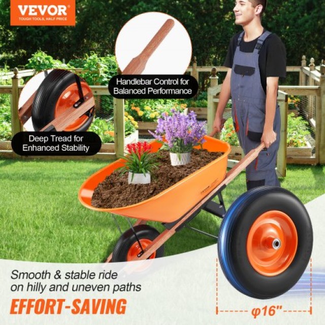VEVOR Καρότσι Κήπου 6 Cu Ft 150 kg Μονής Ρόδας  FDL2LHYTC1JL101ICV0