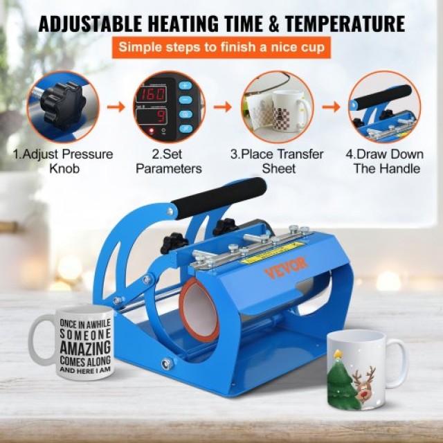 VEVOR Πρέσα Θερμότητας Κούπας, 11oz/20oz, Μπλε  KBJLS500W220V7UM9V2